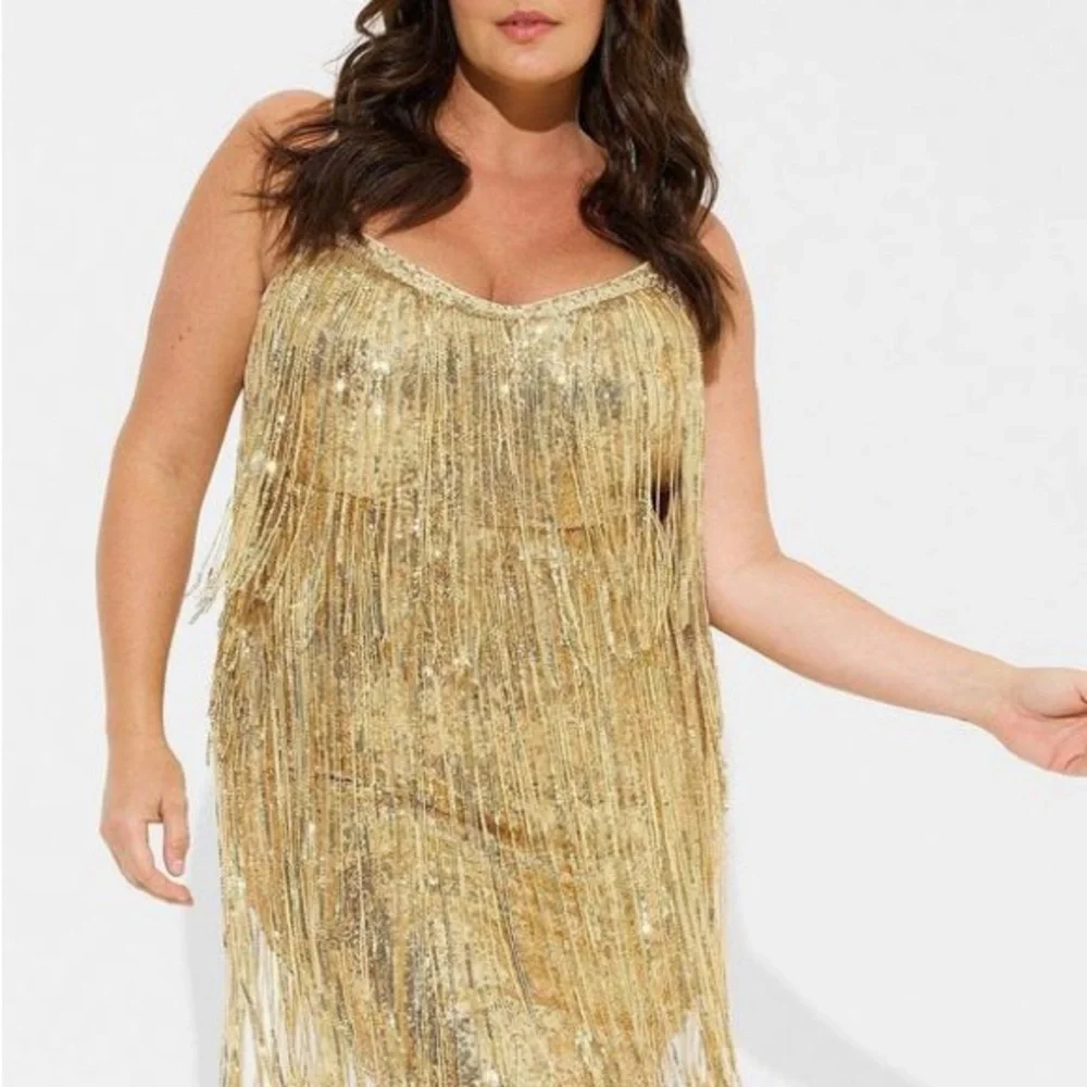 NWT Mimi Sequin Fringe Layer Dress from Torrid - Picture 2 of 5